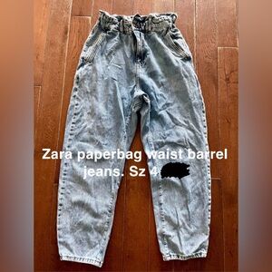 Zara Denim Paperbag Waist barrel Jeans
